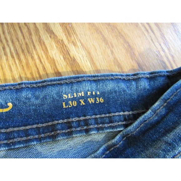 Tc And Co Los Angeles Slim Fit Distressed Blue Jeans Mens 36x30 Ripped Denim - Picture 7 of 12